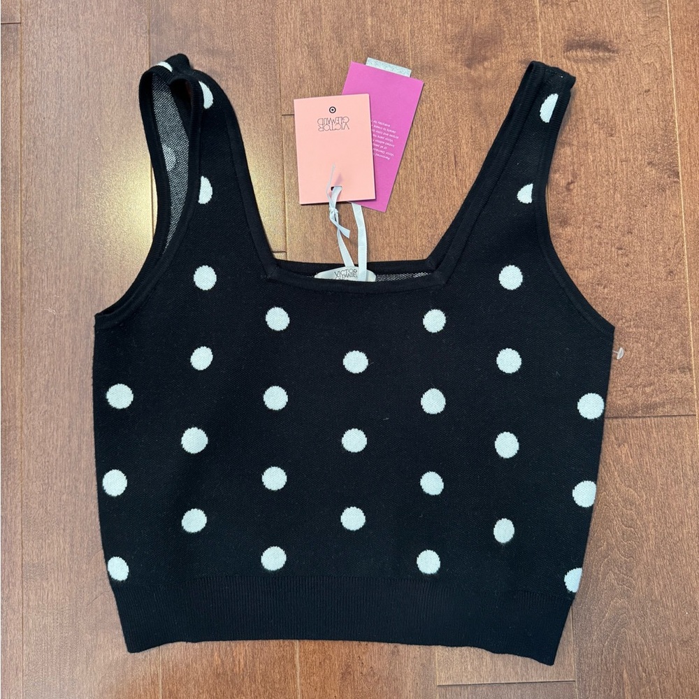 Chic Black Polka Dot Women's Top SIZE M NEW WITH TAGS